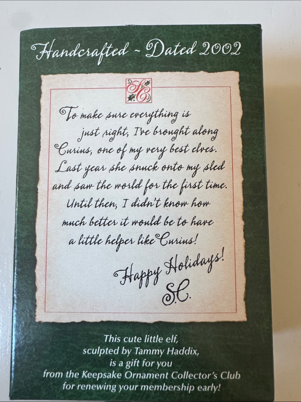 Hallmark Curius the Elf Ornament - Green, Red & Gold - Picture 2 of 2